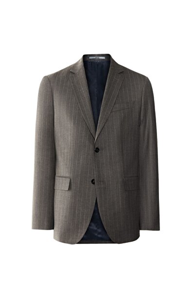 MANGO Man Dar Kesim Ince Çizgili Yün Blazer Ceket