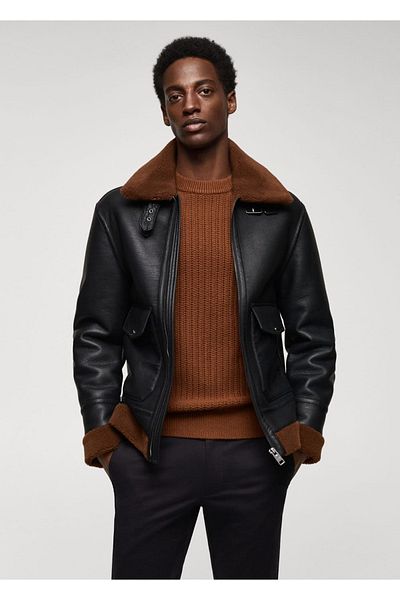 MANGO Man Jacke mit Kunstpelzfutter