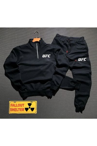 optimist sağdıç the original Unisex UFC Printed Half Zipper Sweatshirt-Sweatpants Set Combination