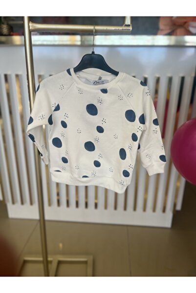 ÇAĞLA KURT Boy's Geometric Pattern Polka Dot Sweatshirt