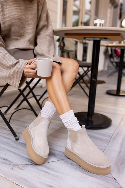ANGELİNA JONES CIZZA ICARY FEMEI BEJ PIELE VERABILĂ SUEDE ULTRAMINI