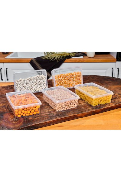 Codemfire Storage Container 1000ml 5 Pieces with Lid Lock, Freezer, Food Favorable (19*13*6)cm