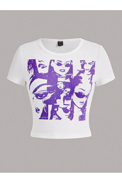 Jose Clothing Дамска бяла изрязана блуза с къс ръкав