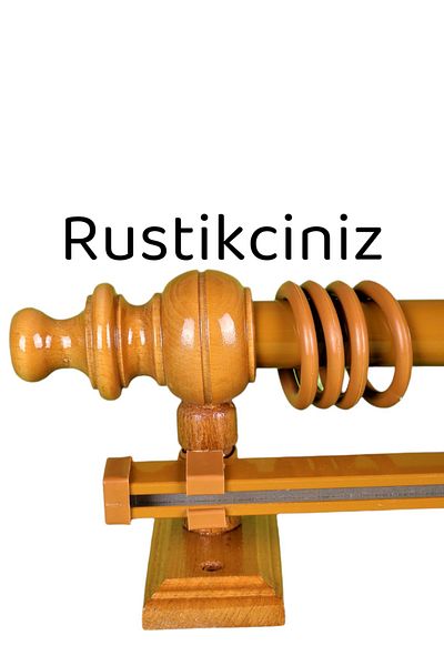 ALİ KAYA Дървена закачалка за пердета с единична релса, дъб, рустик, 200 см