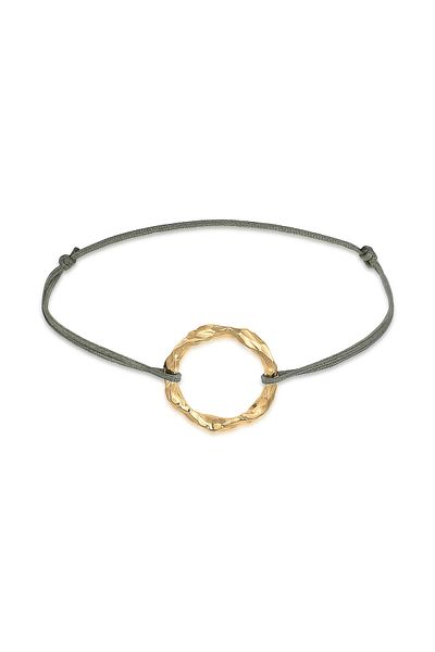 ELLI Armband Kreis Geo Design Grau Nylon Verstellbar Vergoldet 925 Sterling Silber