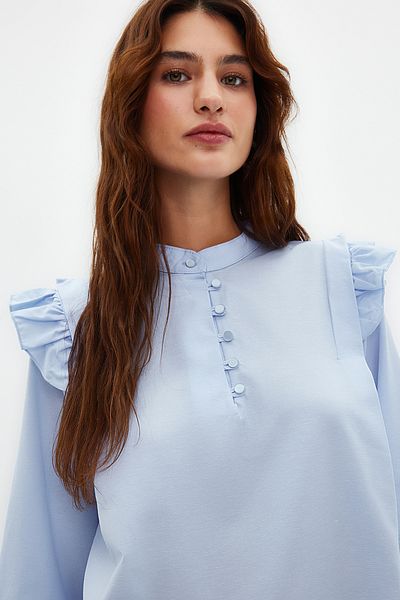 Trendyol Modest Světle modrá tkaná košile z bavlněné směsi TCTSS24UK00005