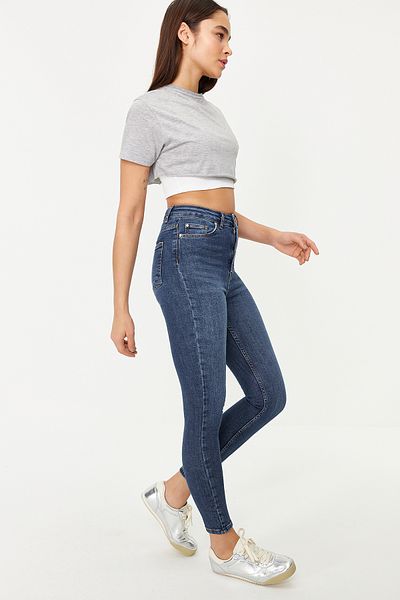 Trendyol Collection Dark Blue Vintage High Waist Skinny Jeans TWOSS24JE00079