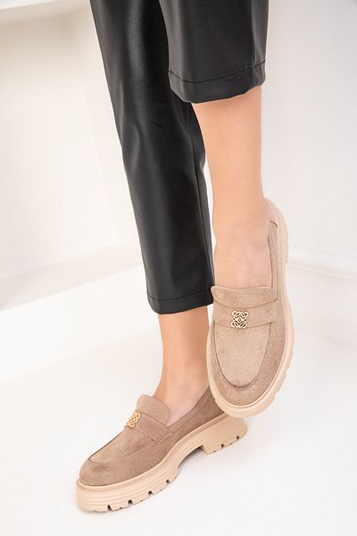 SOHO Nerzfarbene Wildleder-Freizeitschuhe für Damen 18740