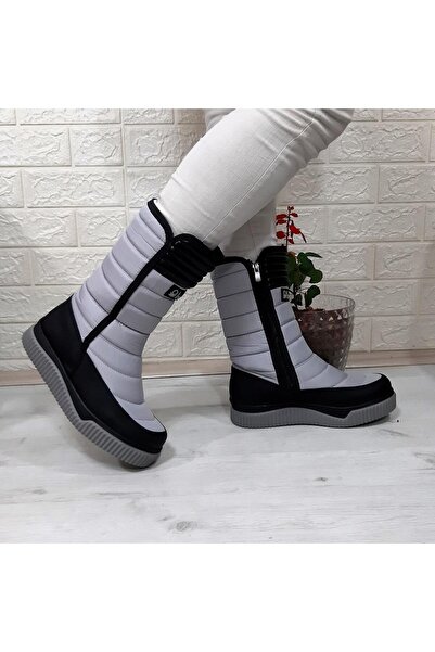 Benetton 50027 Gri-Siyah İçi Kürklü Fermuarlı Kaymaz Kar Botu