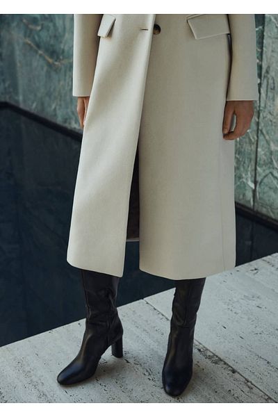 MANGO Woman Δερμάτινες Στρογγυλές Μπότες
