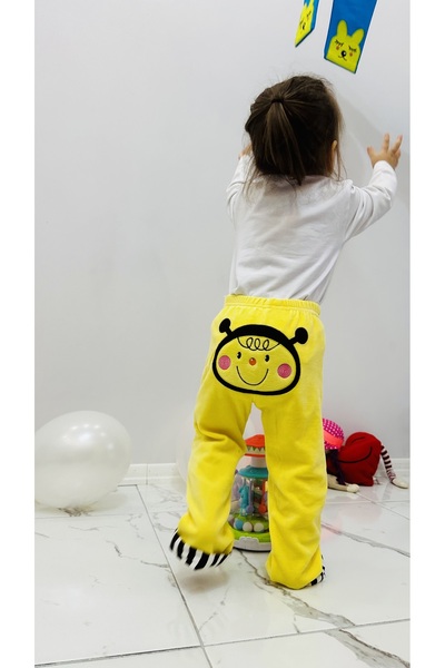 TD Collection Arı Popo Nakışlı Kadife Bebek / Çocuk Pantolon Unisex