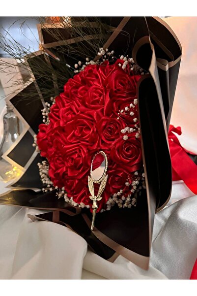 Buketçimm 15 li Söz Nişan Kız isteme Sevgili Kumaş Yapay Solmayan Gül Buketi