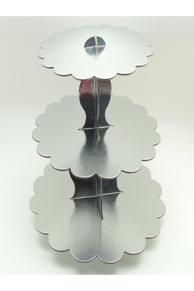 Kazanabil 3 KATLI CUPCAKE KARTON STAND GÜMÜŞ