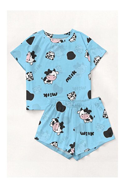 PEMBİŞ HOMEWEAR Σετ πιτζάμες με κοντομάνικο σορτς Cow Milk Supersoft Basic Si...