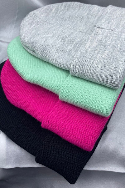 KISCHE Unisex Plain Basic Foldable Winter 4-Piece Beret Set