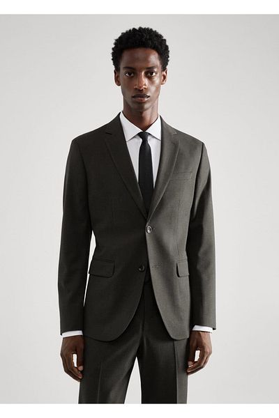 MANGO Man Stretch υφασμάτινο μπλέιζερ τζάκετ με λεπτή εφαρμογή