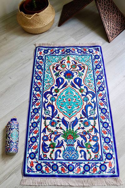 Bilenler Marbling Patterned Silk Textured Pouch Prayer Rug S1001