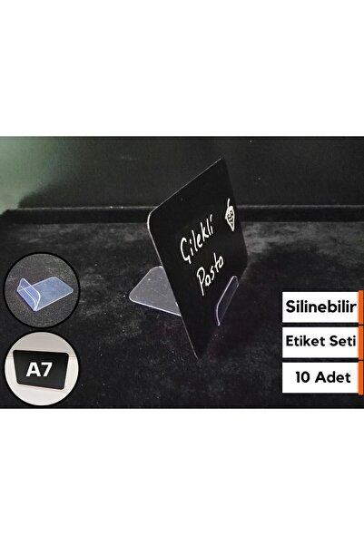 Şeffaf Etiket 10 Adet Dekoratif Siyah Etiket Seti A7 (10X7,5 CM) Karatahta Ay...