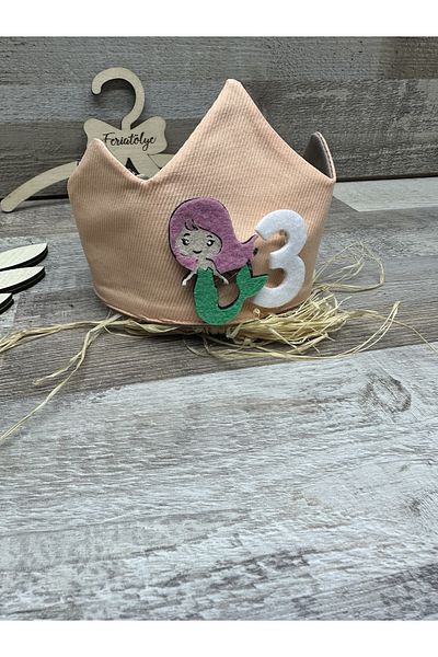 Feriatolye Salmon Color Baby Girl & Child Mermaid Concept Birthday Crown