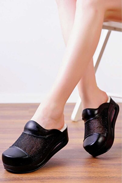 BLUMSABOTERLİK Siyah Fileli Tasarım Kadın Air Max Sabo Ortopedik Anatomik Güz...