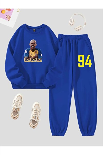 VBSVİBES CREW NECK OVERSIZED FOOTBALL PRINTED SWEATSHIRT SUIT
