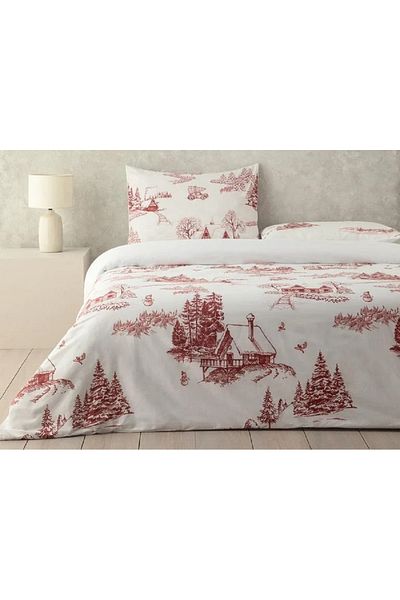 English Home Σετ Παπλωματοθήκη από Μαλακό Βαμβακερό Claret Red - Χειμερινό Σαλόνι με Ψηφιακή Εκτύπωση