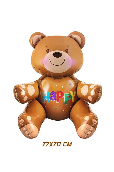 parti pera Kraft Happy Birthday Text Number Foil Balloon Bear Foil Balloon Set