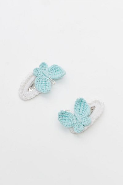 SaltanArt Cataramă Amigurumi Cataramă tricotată brodata Fluture albastru Cataramă rapidă (2 bucăți)
