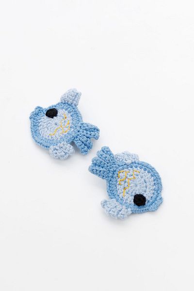 SaltanArt Cataramă Amigurumi Blue Fish Brodat tricotat Cataramă clemă Cataramă (2 bucăți)