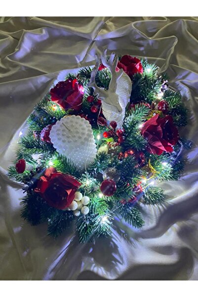 Beykan handmade Masa Süsü Geyik Yeniyıl Led Işıklı Kütük *mumlu Geyikli Yemek...