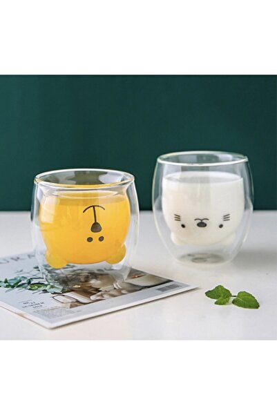 Hediye Vakti Double Wall Design Glass Cup Set of 2 Glasses