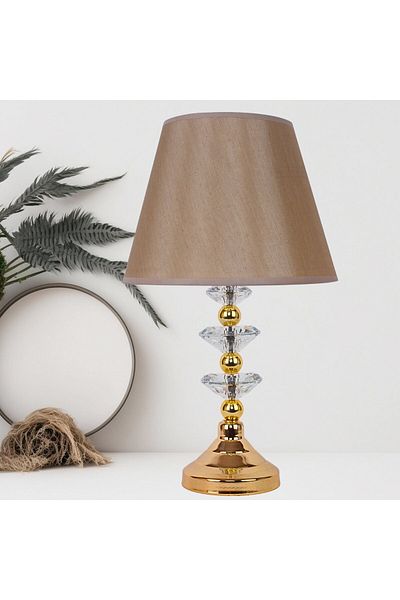 Dekovien Atena Model AB1025 - Modern Gold Colored Crystal Base Lampshade Hat