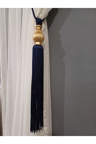 venedik home Μπλε ναυτικό χρώμα Τούλι και κουρτίνα φόντου Σύνδεση οροφής με φούντες Μπραζόλ κορνίζα Takmatik