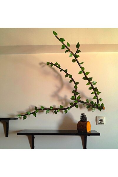 YEŞİLADA Gerçek Ağaç Odunu Yeşil Bitkili Dekoratif Ağaç Dalları 100*80 Cm Ebat Duvar Dekorasyonu