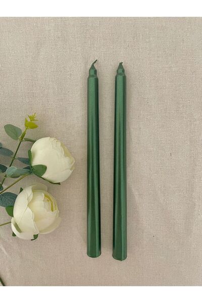 hediyeofisi 2li Yeşil Sedefli Renkli Şamdan Mumu