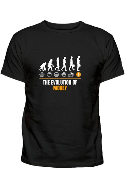 Efendioğlu Design Bitcoin "η εξέλιξη του χρήματος" βαμβακερό μπλουζάκι με κρυπτονομίσματα
