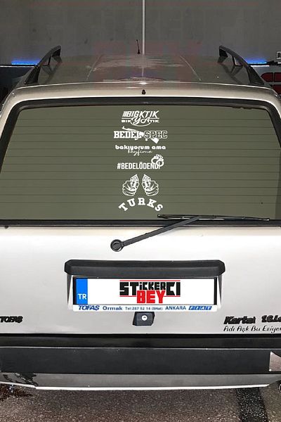 STİCKERCI BEY Bedel Spec Λευκό 40*20 cm Σετ αυτοκόλλητο πίσω παραθύρου με κομμένο φύλλο