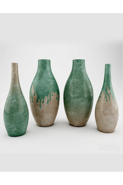 TuransoyCraft Bontelli Vintage Vazo Büyük Boy 25CM Dekoratif Sert Plastik Vintage Vazo 4'lü Set