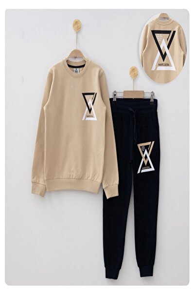 Ceo Kids erkek çocuk fırçalı kumaş arkası baskılı eşofman takı