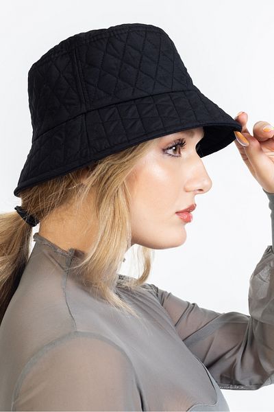 LadyColor Winter Quilted Bucket Fisherman Hat Black