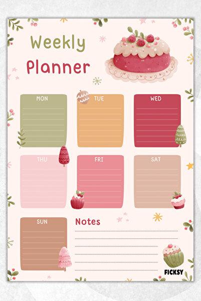 Ficksy مخطط أسبوعي - مقاس A4 - 30 ورقة - مخطط أسبوعي