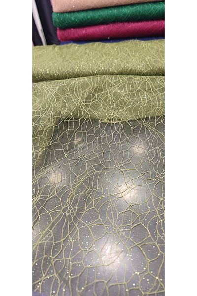 River Fabrics Glitter Corded Tulle Khaki