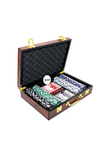hediyeconcepti Ahşap Kutulu Çantalı Gazino 200 Cips Texas Holdem Black Jack P...