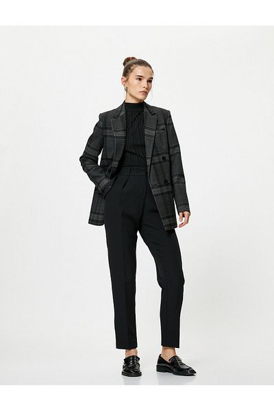 Koton Cigarette Fabric Trousers with Standard Waist Pocket