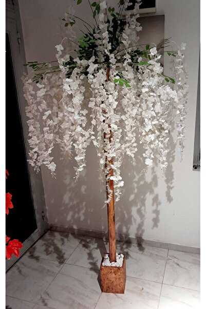 YEŞİLADA Yapay Beyaz Sarkıt Akasya Ağacı Bahar Beyaz Gelin Ağacı 1.90 MT Boy ...