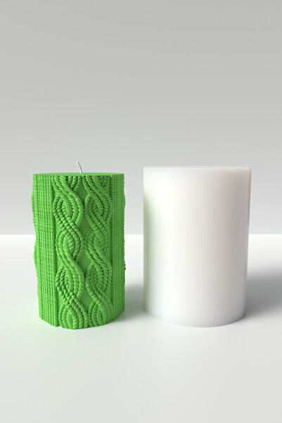 Cageartstudio Kışlık Örgü Silindir Mum Silikon Kalıp - Örgü Mum Kalıbı Mum Ya...