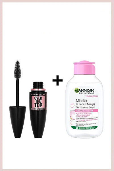 Garnier Maybelline Volume Express Over The Top Siyah Maskara & Garnier Micellar Makyaj Temizleme Suyu 100