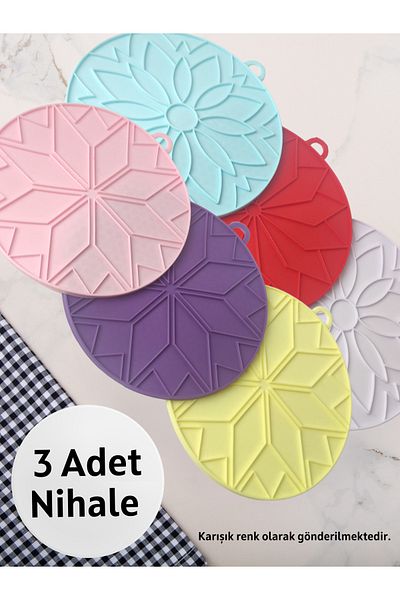 Silicone Era Silicone Round Trivet Set of 3 (Mixed Color)