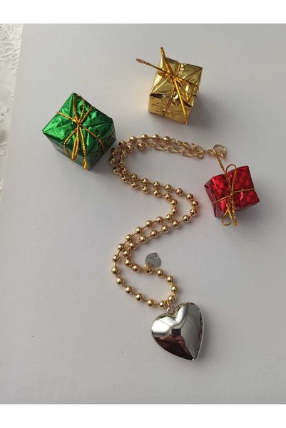 Simge Gümüş Our Season's Favorite Product Gold Top Chain Silver Heart Necklace with Quality is Magnificent