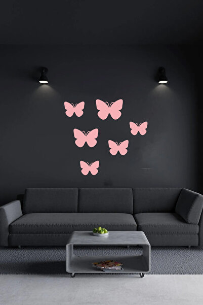 NED MDF LAZER DEKARASYON 6'lı Dekoratif Kelebek Ahşap Tablo Lazer Kesim 3mm D...